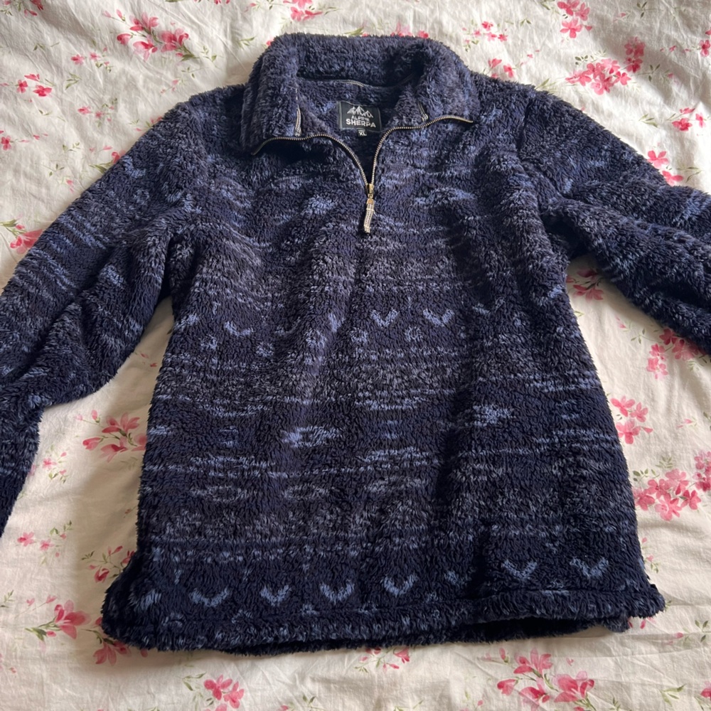 Alpine Sherpa Fleece Jacket in Deep Blue